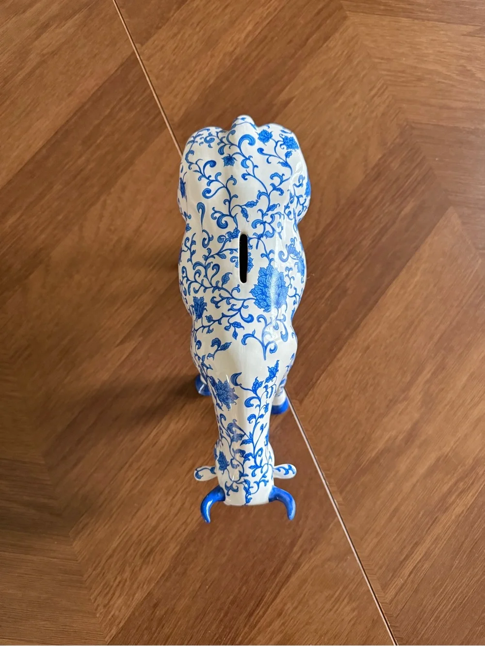 Blue & White Floral Piggy Bank “China Cow” Cow Parade Sculpture by Angela Burns - Picture 4 of 6